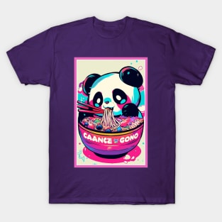 Anime Cute Panda eating Ramen | Cute Anime Panda Kawaii Design T-Shirt